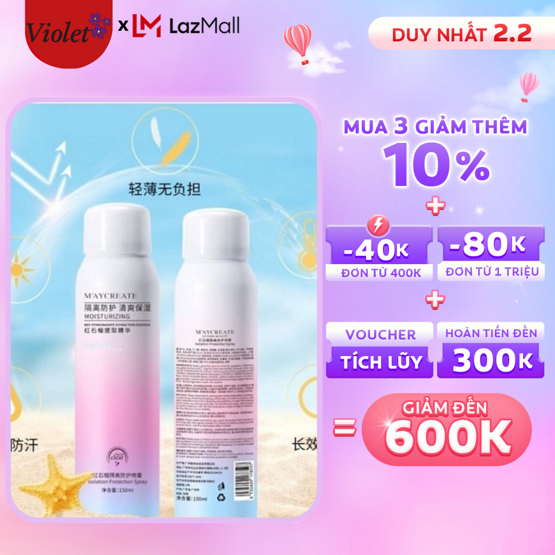 Xịt chống nắng body , Kem chống nắng dạng xịt Cao Cấp, giúp da luôn trắng khoẻ - 150ml