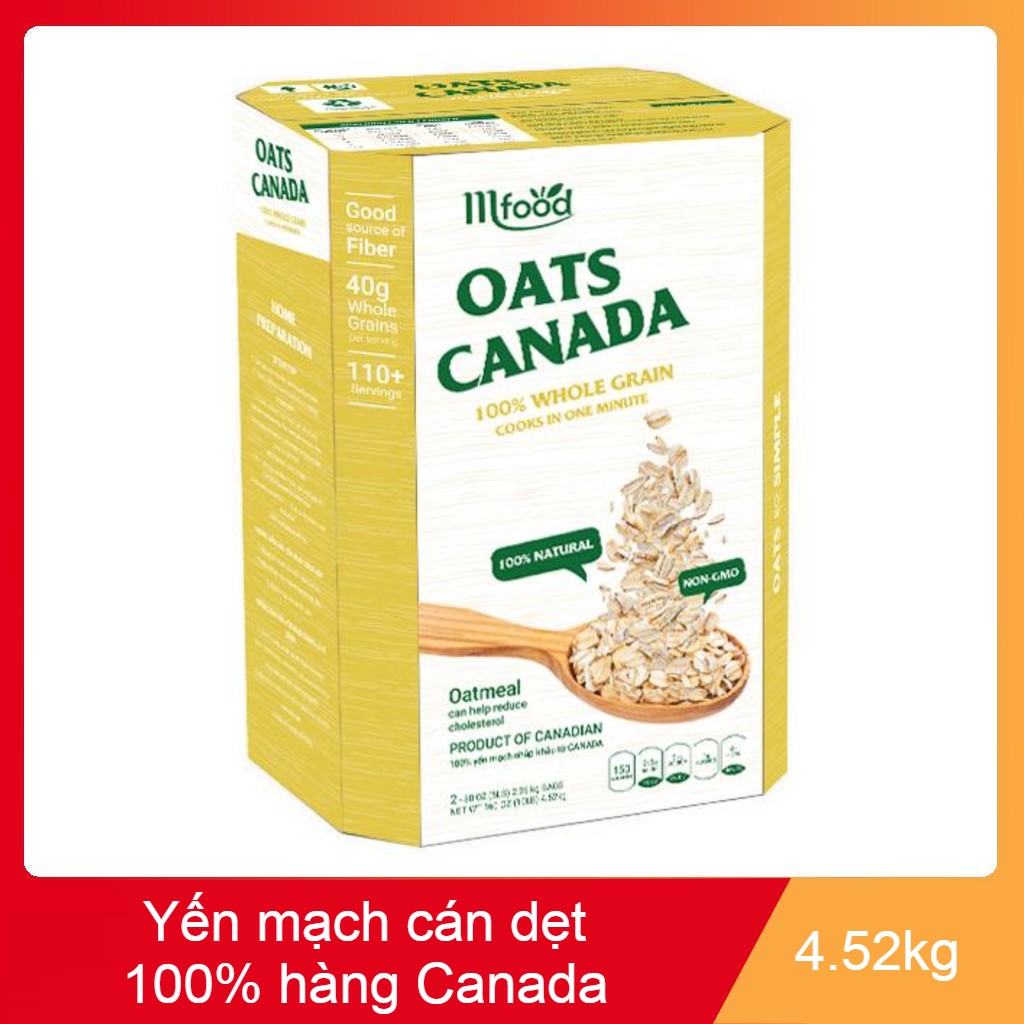 [HCM]Yến Mạch Cán Mỏng Oats hộp 4.52kgs từ Canada