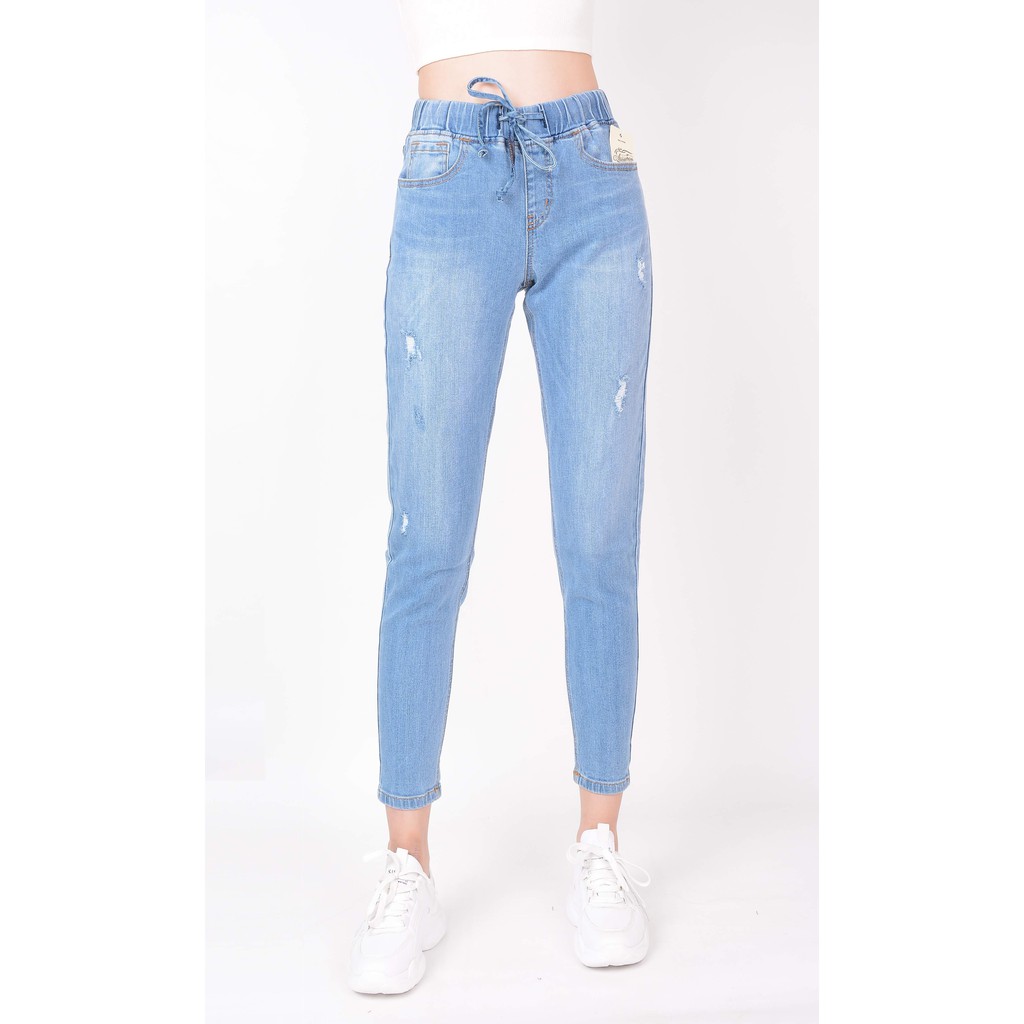 Quần jean nữ ống rộng baggy đẹp lưng cao cạp chun rách nhẹ hàng hiệu cao cấp mã 331 VANIZEN