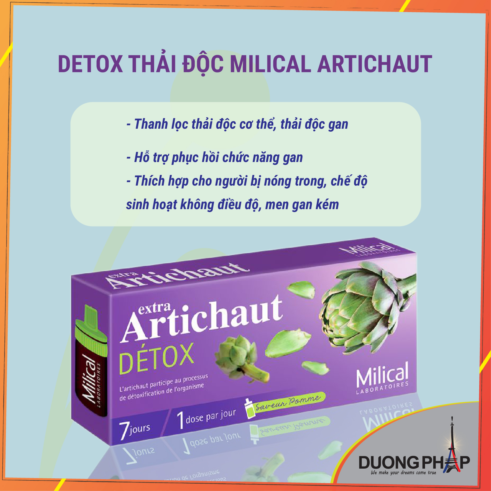 Nước Uống Detox thải độc Milical Artichaut 7 chai 10ml