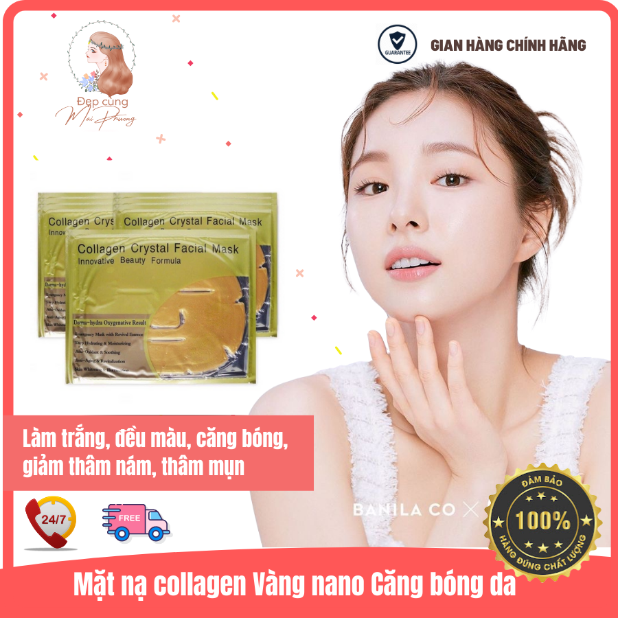Mặt nạ colagen vàng 24k nâng cơ trắng da nano cao cấp