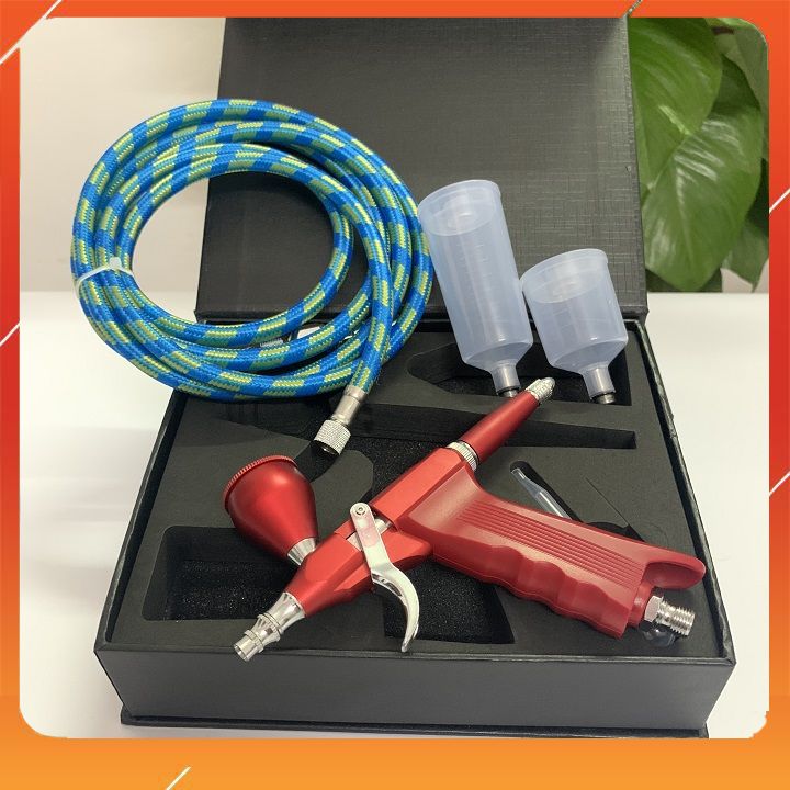 Airbrush Bút Vẽ Mỹ Thuật HD116 Plus ♥️ [ HÀNG CHUẨN ] ♥️ S úng Vẽ Airbrush, 3 Cốc Đựng Sơn, Lỗ Phun 0.5mm Chuyên Tỉa Vẽ Vân, Trần Mây, Ma La Canh