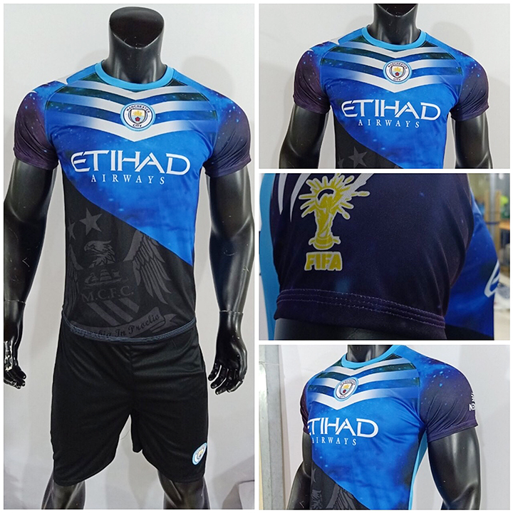 [HCM]Bộ Quần Áo Đá Bóng CLB Man City Xanh Đen Mới Nhất 20-21