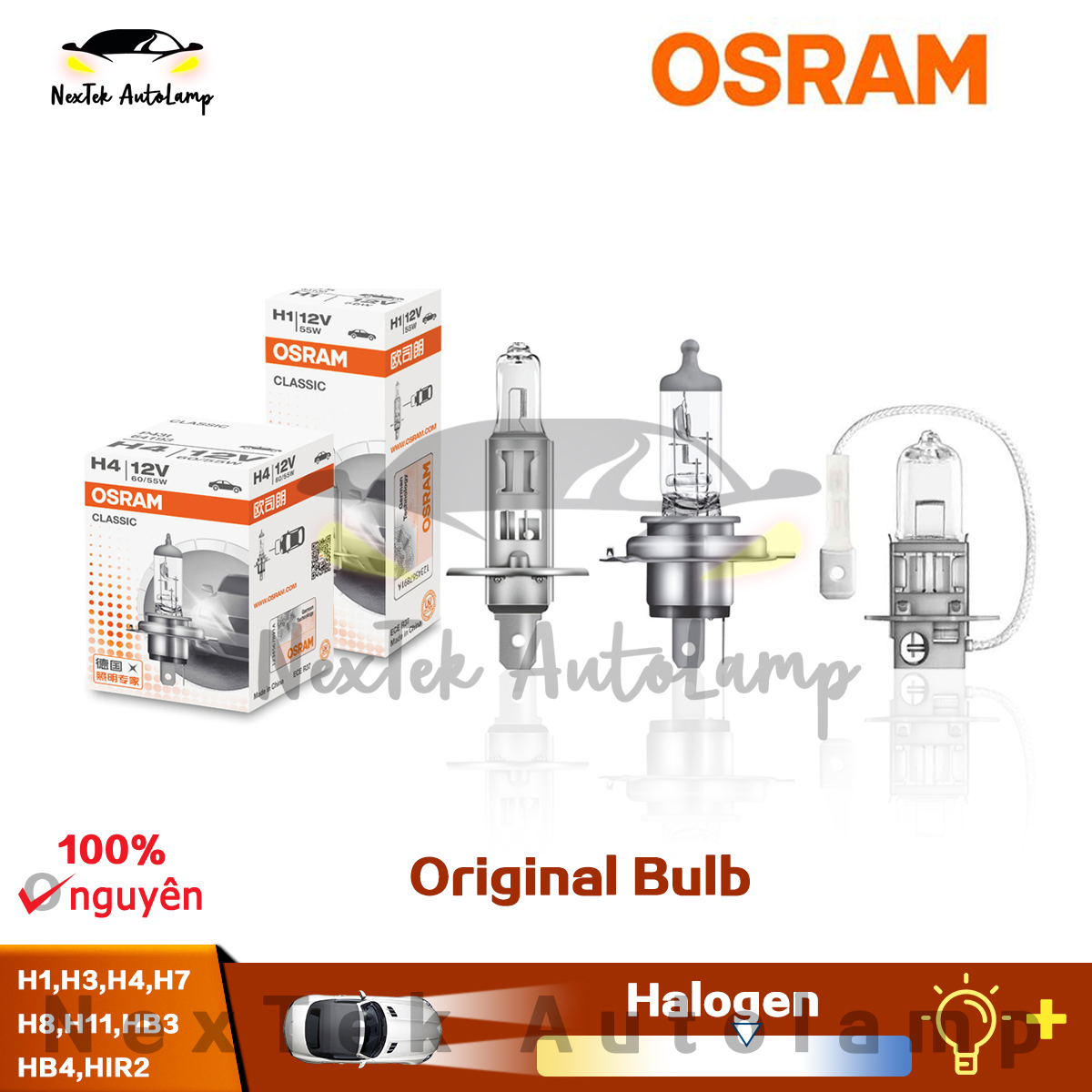 Osram h1 h3 h4 h11 hir2 12v 24v 55w 60/55w 64150 64193 3200k đèn pha ô tô tự động nguyên bản tiêu chuẩn bóng đèn ô tô chùm tia hi /lo