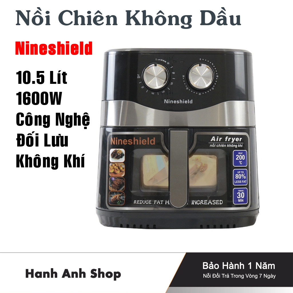 Nồi chiên không dầu 10.5L Nine Shield KB-8002M - Nồi chiên nướng đa năng - Thế hệ mới nhất 2022 - Bảo hành 12 tháng