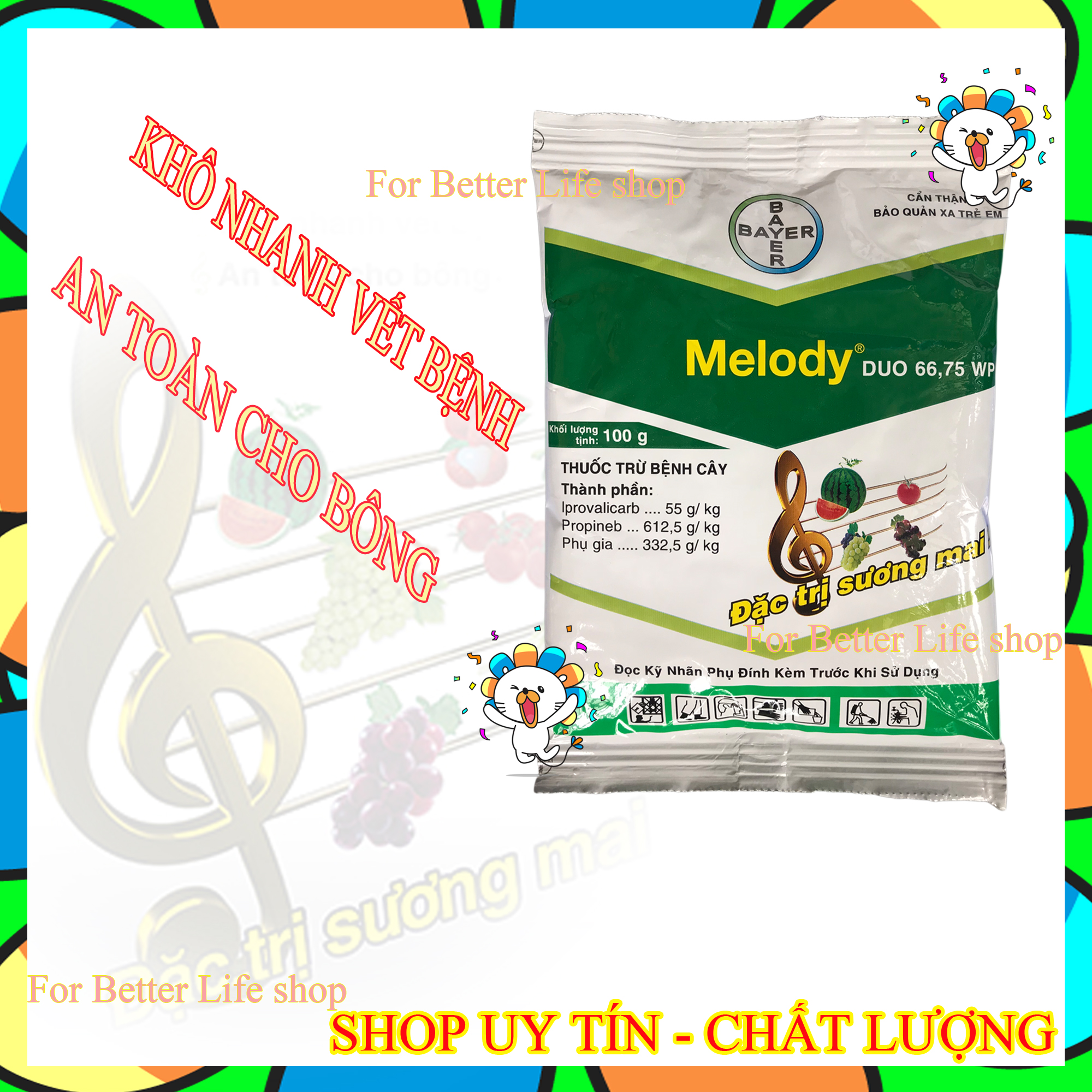 Melody trừ sương mai trên dưa, cà chua, chanh dây gói 100gr
