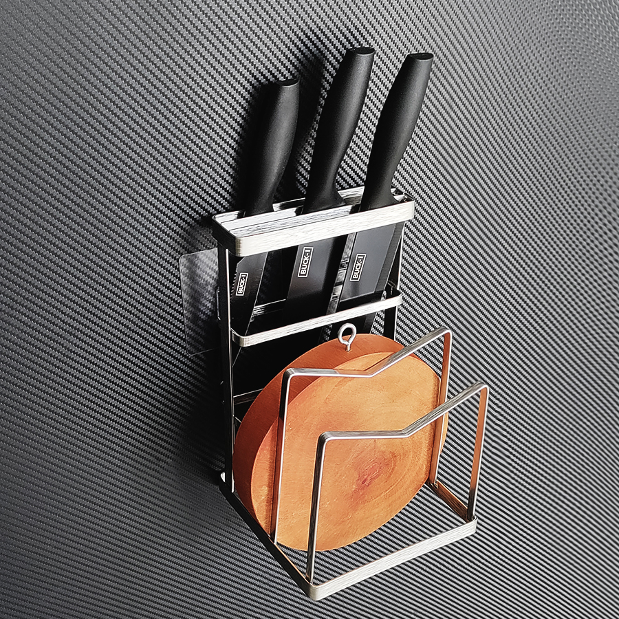 Giá cắm dao dán tường Living C, giá kệ treo cài cắm dao INOX gắn tường nhà bếp phòng bếp không cần khoan đục