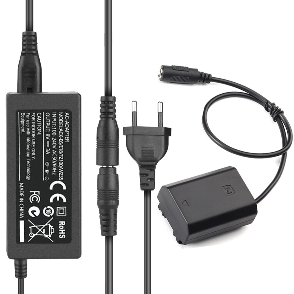 EU NP-FZ100 Dummy Battery NP FZ100 DC Coupler AC Power Adapter Supply Kit For Sony Alpha A7III A7S III, A6600 A7C A1 FX3 A7R3 Etc.