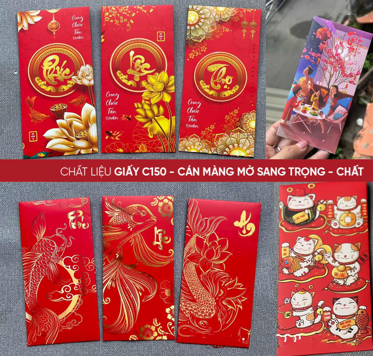 Combo 50 cái lì xì giấy c150 tết 2024 - lì xì truyền thống