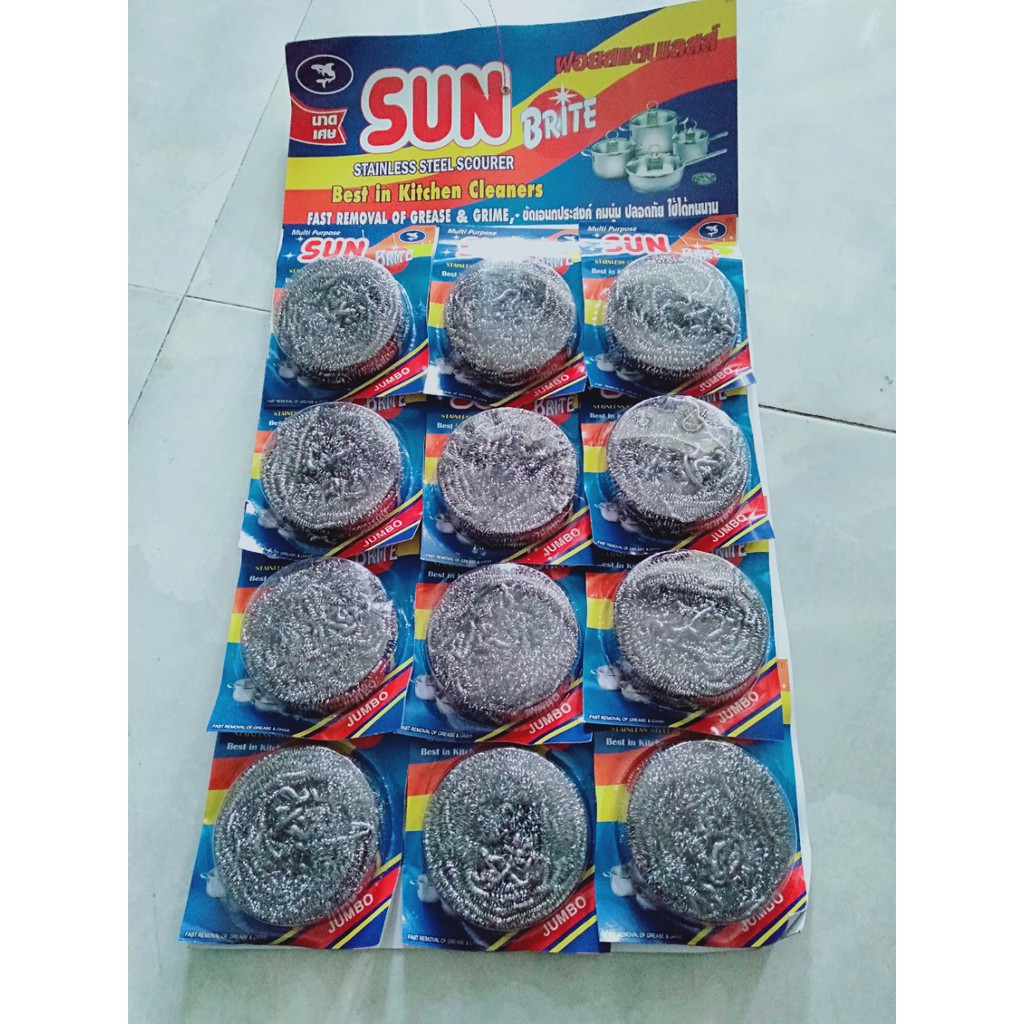 [HCM]Vỉ Cước Chà Nồi Màu Xanh Sun (12 Cai)