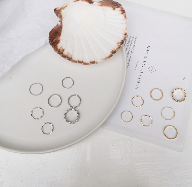 Set nhẫn mạ vàng ánh kim Hàn Quốc
