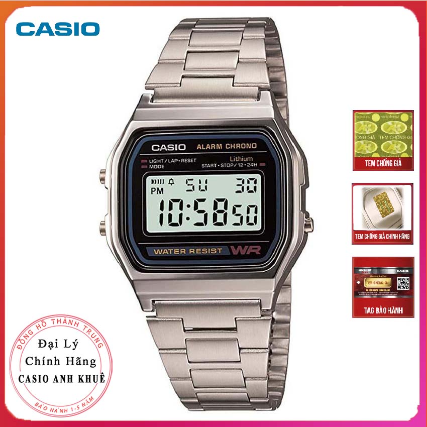 Đồng hồ Unisex Casio Vintage A158WA-1DF dây kim loại