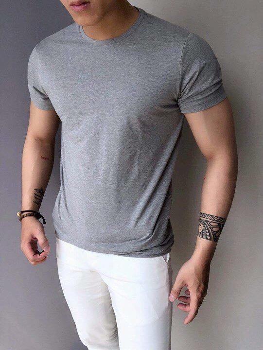 Áo phông nam trơn cổ tròn, áo thun nam ôm body chất cotton siêu mát