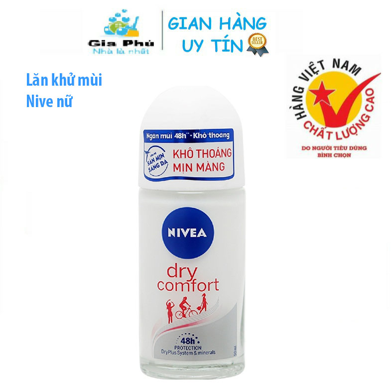 [HCM]Lăn Khử Mùi Nữ 50Ml Nivea Khô Thoáng Ngăn mùi hiệu quả (Dry Comfort)