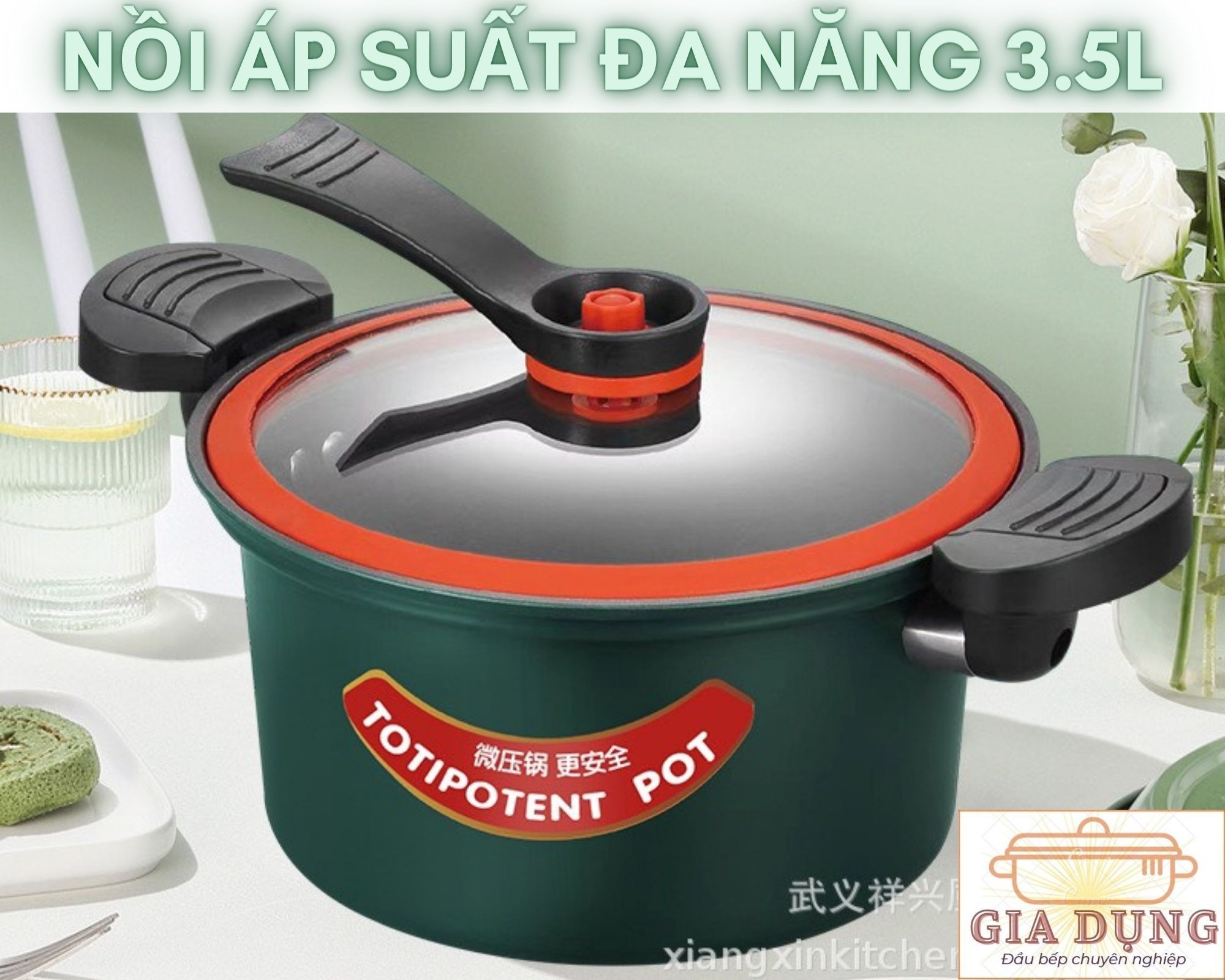 Nồi áp suất 3.5 lít  24cm dùng bếp từ, bếp gas... BẢO HÀNH 12 THÁNG