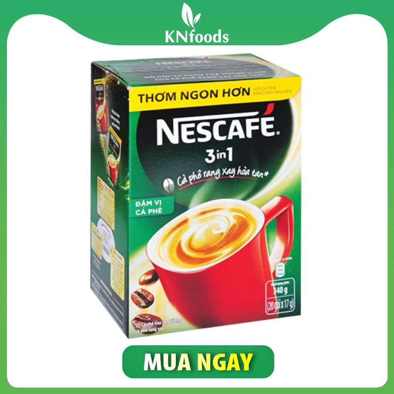 Nescafe - Cafe sữa cafe rang xay hòa tan 3in1 đậm vị cafe hộp 340g