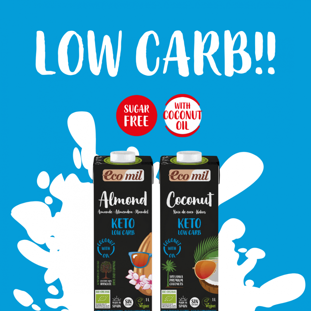 Sữa keto ecomil hữu cơ 1l low carb - sữa organic hạnh nhân keto, sữa dừa keto