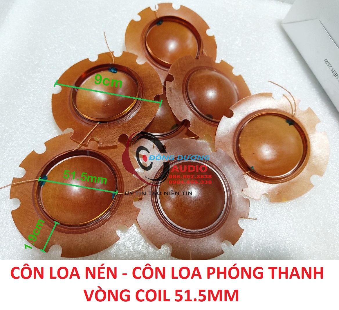 Bộ 5 cái coil loa nén phóng thanh 25w 50w - vòng coil 51,5mm - côn loa phóng thanh