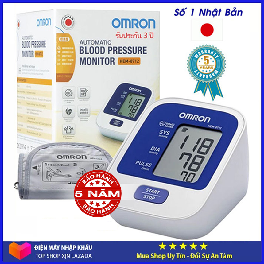 ( HÀNG CHÍNH HÃNG ) Máy Đo Huyết Áp Omron 8712  Điện Tử Nhật Bản Chíp Thế Hệ Mới  Đo Nhịp Tim Chuẩn BYT Màn Hình Lcd Hiển Thị Chính Xác Đo Cực Nhanh, gười bạn tin cậy chăm sóc sức khỏe của bạn.