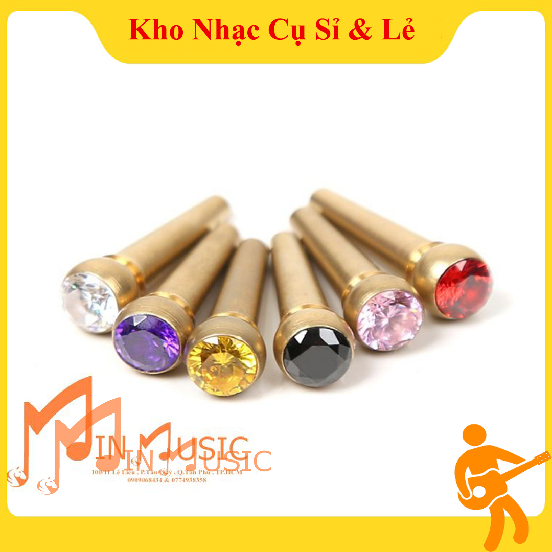 Chốt ghim giữ dây đàn guitar đính đá i chốt ghim đàn guitar bộ 6 chốt