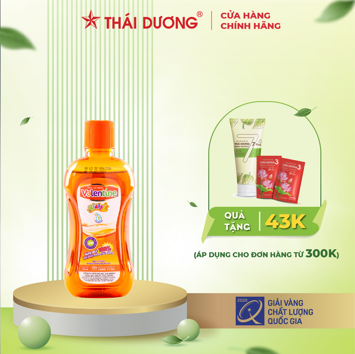 Nước súc miệng thái dương trẻ em chai 250ml - sao thái dương