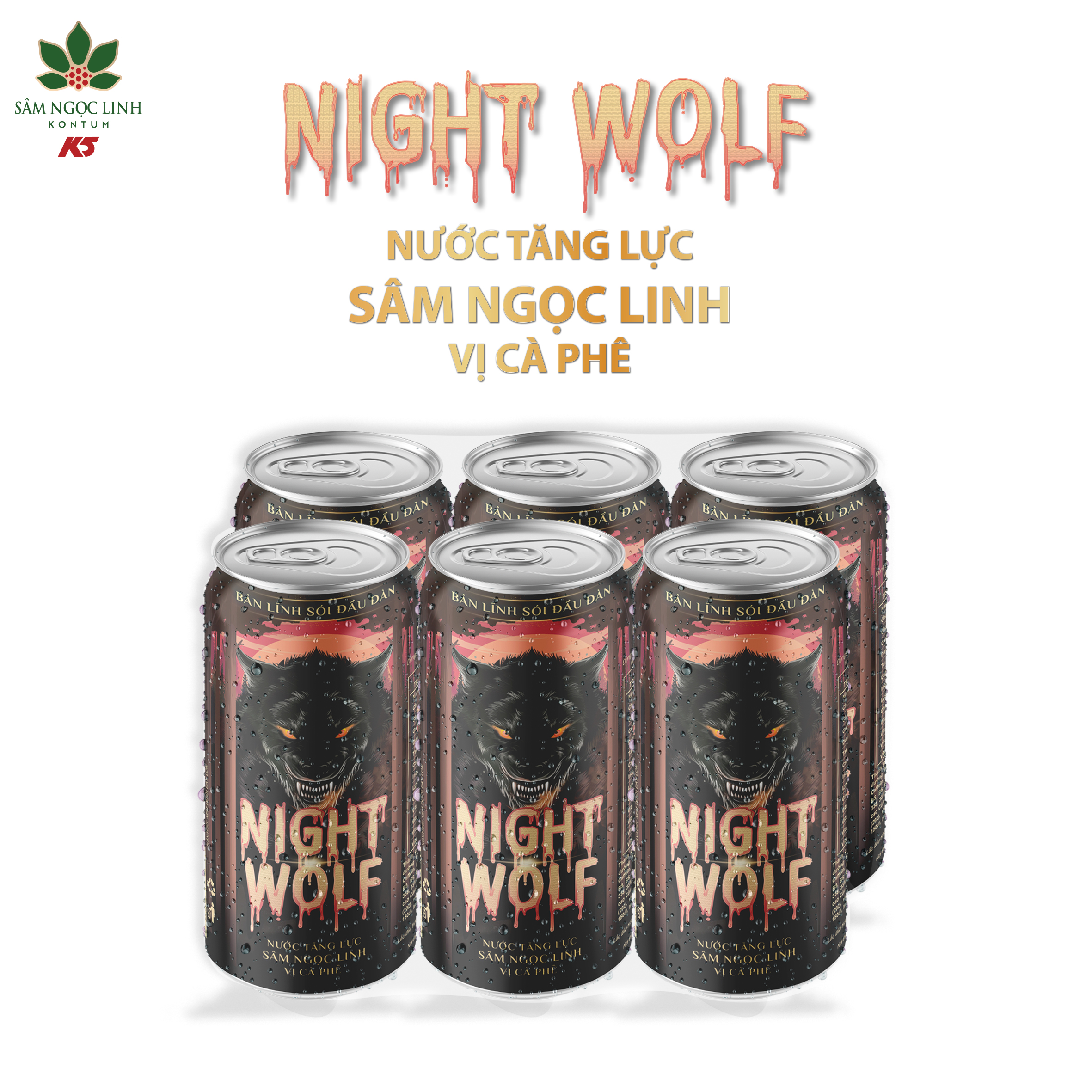 Nước tăng lực night wolf vị cà phê lốc 6 lon 245ml