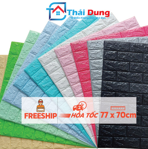Xốp Dán Tường Giả Gạch 3D (3mm- 4mm- 5mm) 77x 70cm Cao Cấp Cách Âm Cách Nhiệt