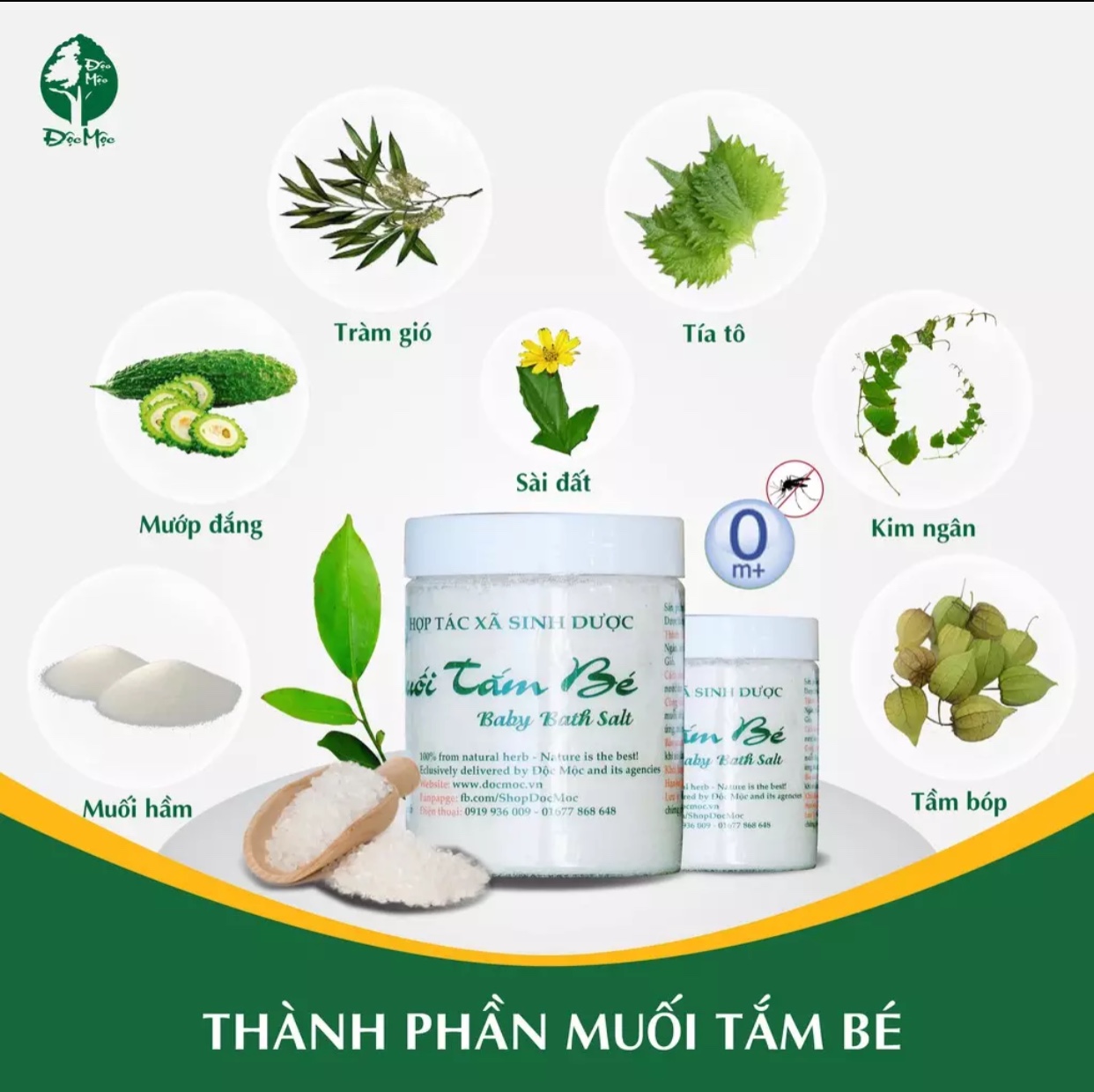 Muối Tắm Bé Sinh Dược độc mộc hết RÔM SẨY, CỨT TRÂU, HĂM DA, MỒ HÔI TRỘM 400g