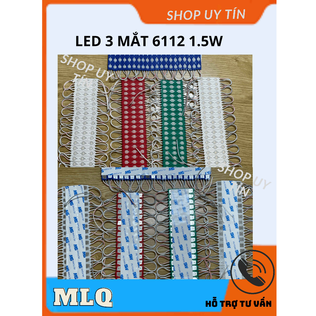 Led hắt 3 mắt lồi 6112 siêu sáng 12v - led module 3 bóng cầu lồi 6112 siêu sáng 12v