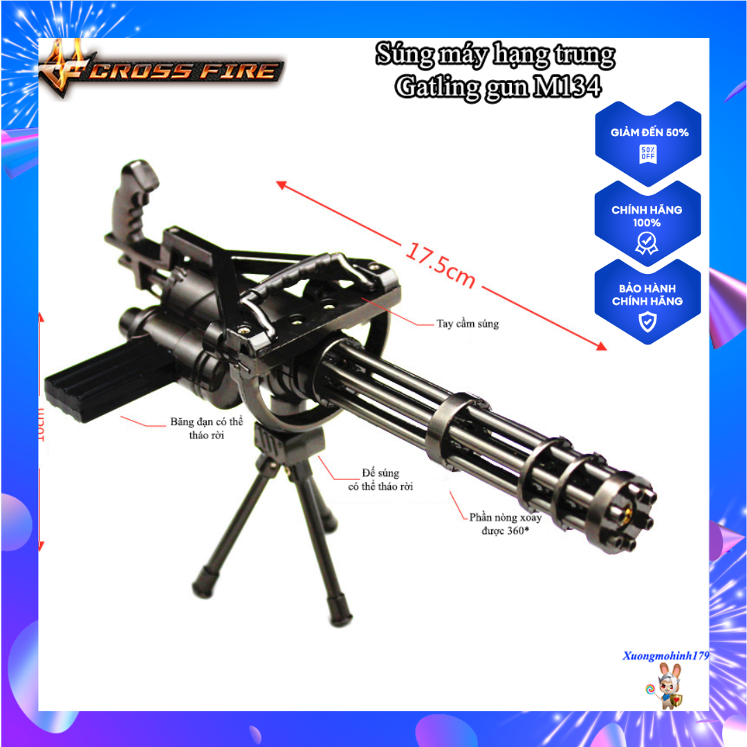 Mô hình Đột Kích Gatling gun 6 nòng Crossfire kim loại 18cm