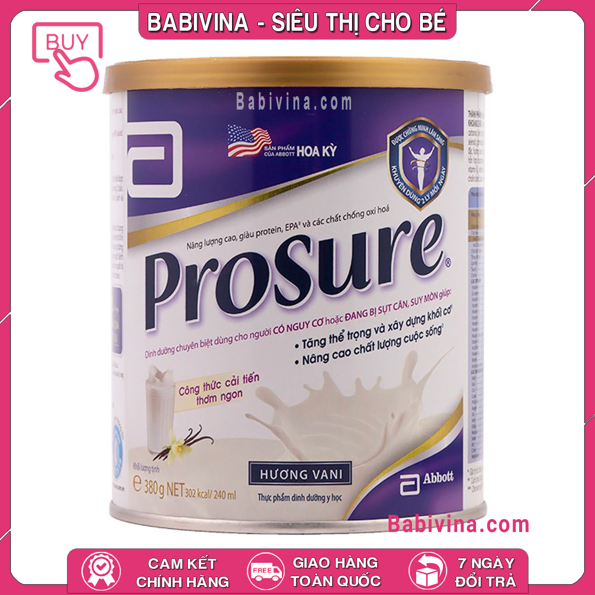 [CHÍNH HÃNG] Sữa PROSURE 380G | Dành Cho Người Bệnh Ung Thư | Babivina