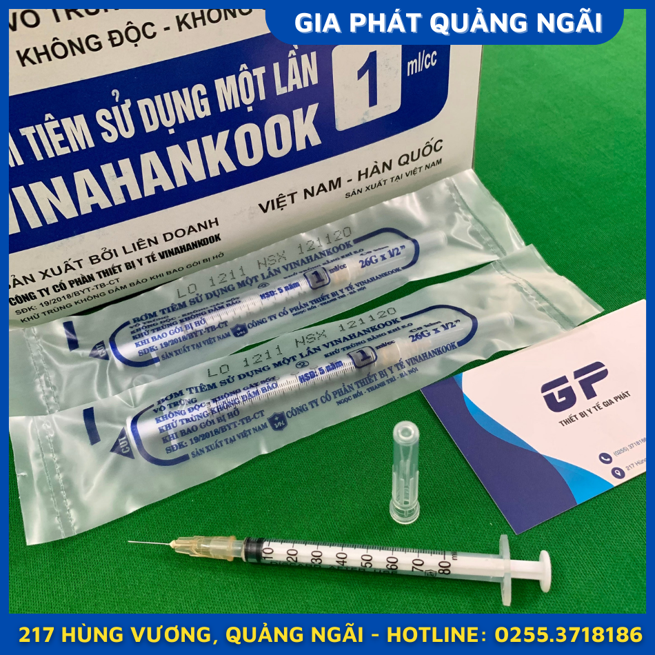 Bơm tiêm nhựa 1ml vinahankook sử dụng một lần vô trùng xi lanh 1ml 26g xilanh ống chiết chia vạch