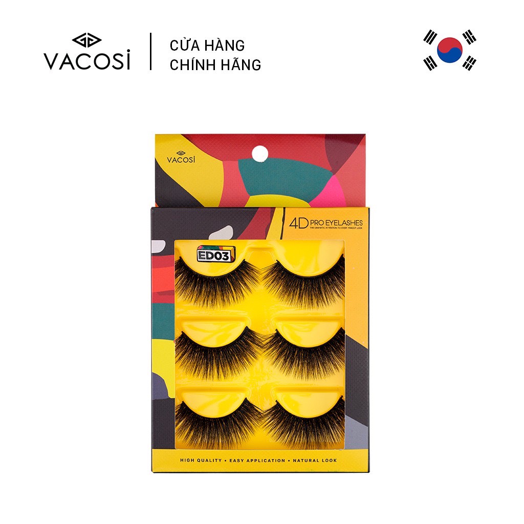 Lông mi giả 4D - Tạo độ sâu cho mắt , theo phong cách quyến rũ , ấn tượng Vacosi ED03
