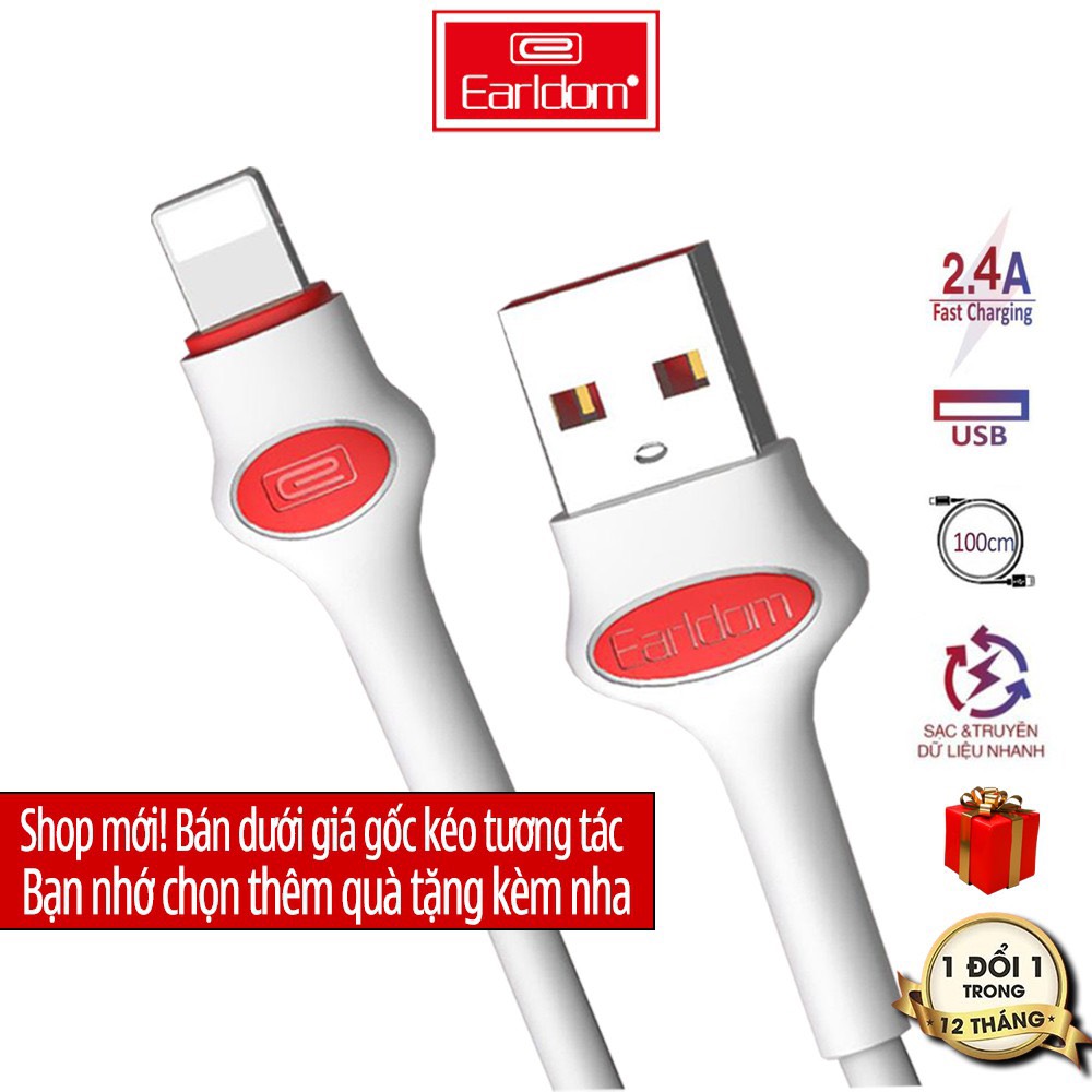 Cáp sạc lightning, tyde-c, micro earldom 1m ec-082 bọc tpe cao cấp