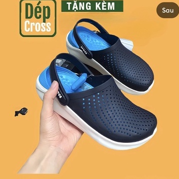 Dép sục Cross nam nữ unisex giày cross màu đen đế xám lượn sóng cao đi mưa full box đủ màu và full size 35 đến 45
