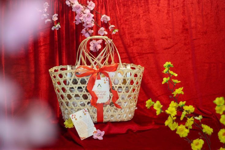 Giỏ tre TIỆM MÂY TH, giỏ tre đựng quà Tết, làn tre quà tặng, giỏ tre đựng trứng, giỏ trang trí
