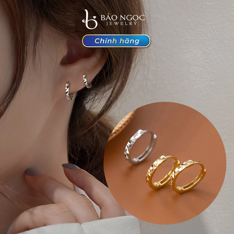  Khuyên Tai Bạc Nữ S925 Unisex Cá Tính Khuyên Tai Nam Nữ Cá Tính Đơn Giản - B2705 - Bảo Ngọc Jewelry 