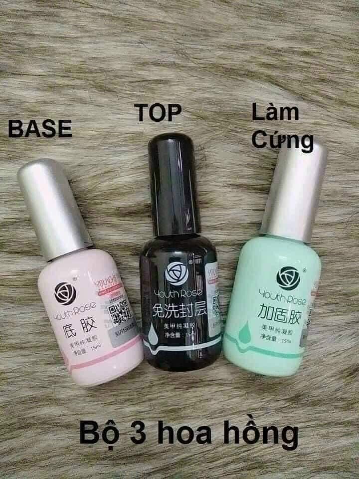 Sơn gel cứng móng hoa hồng base ,top ,cứng móng - 15ml