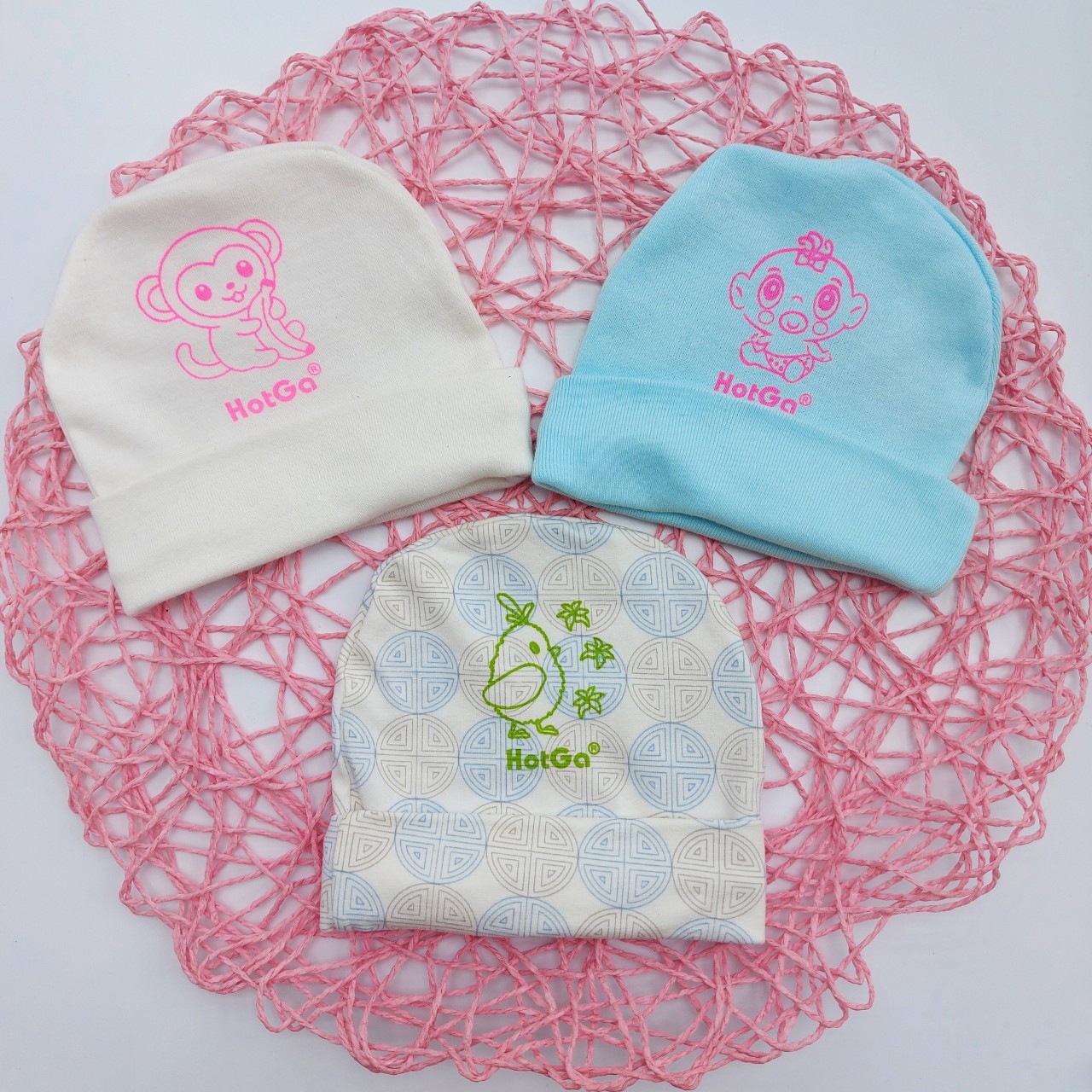 Set 3 nón che thóp HotGa cho bé sơ sinh với chất liệu cotton mềm mại, co giãn tốt và an toàn cho làn da của bé - TINI KIDS PLAZA