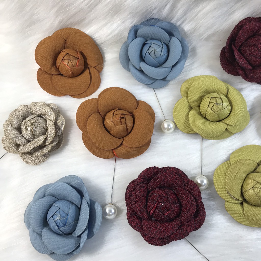 Hoa Vải Cài Áo Có Trâm Cài Áo [HANN HANDMADE - Hoa cài áo, phụ kiện thời trang sỉ]