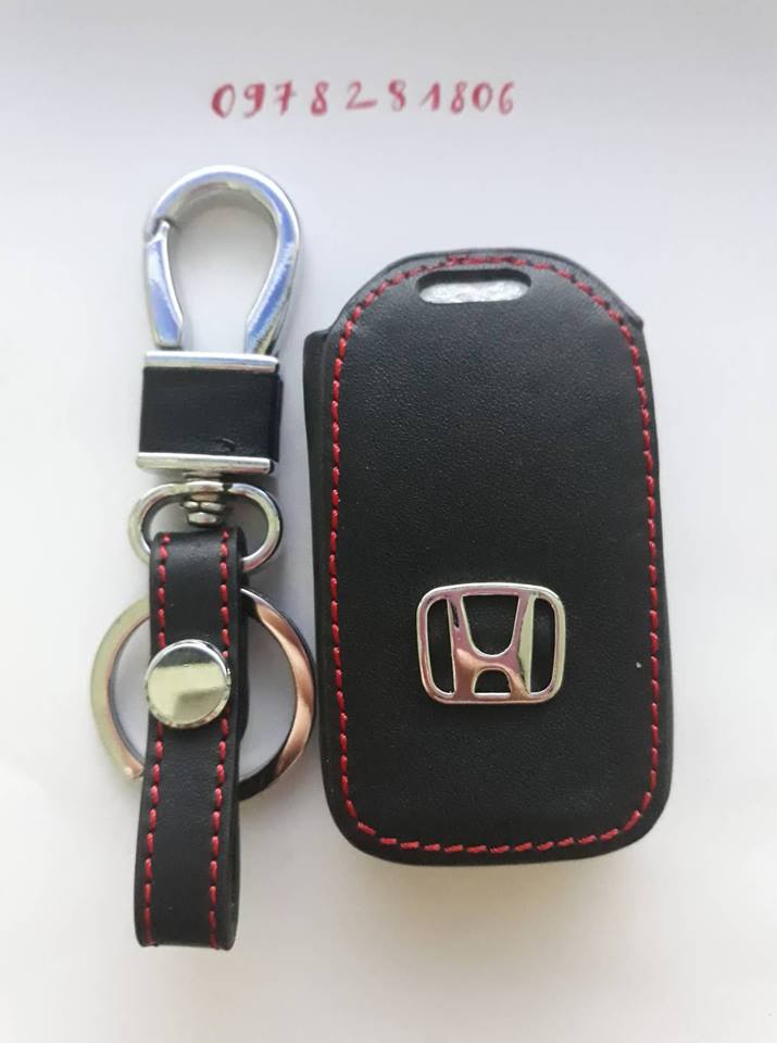 Bao da thật chìa khóa cho xe Honda 2 nút chìa thông minh - kèm móc khóa