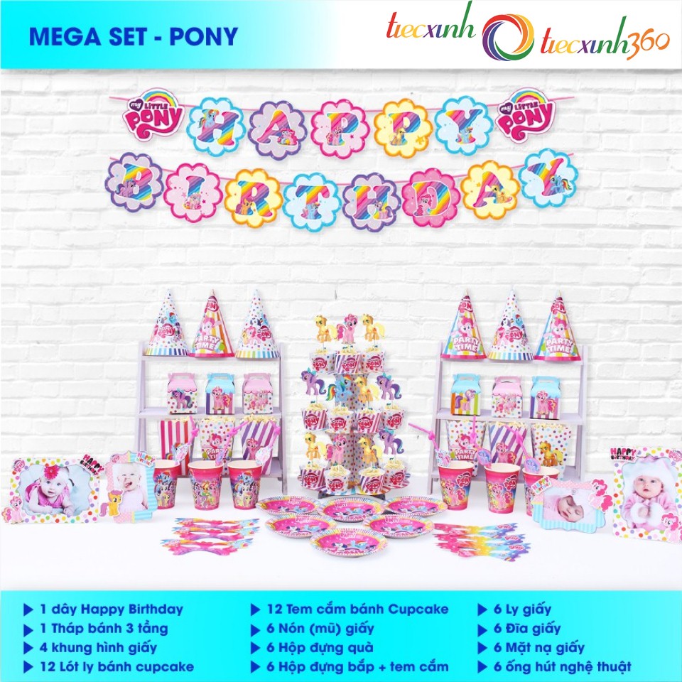 Bộ phụ kiện trang trí sinh nhật mega ngựa pony