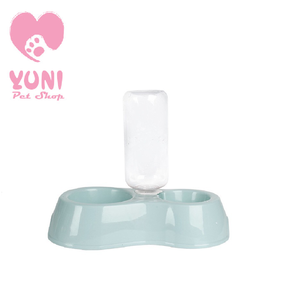 Bát ăn đôi tặng kèm bình nước 500ml cho chó mèo - yuni pet shop