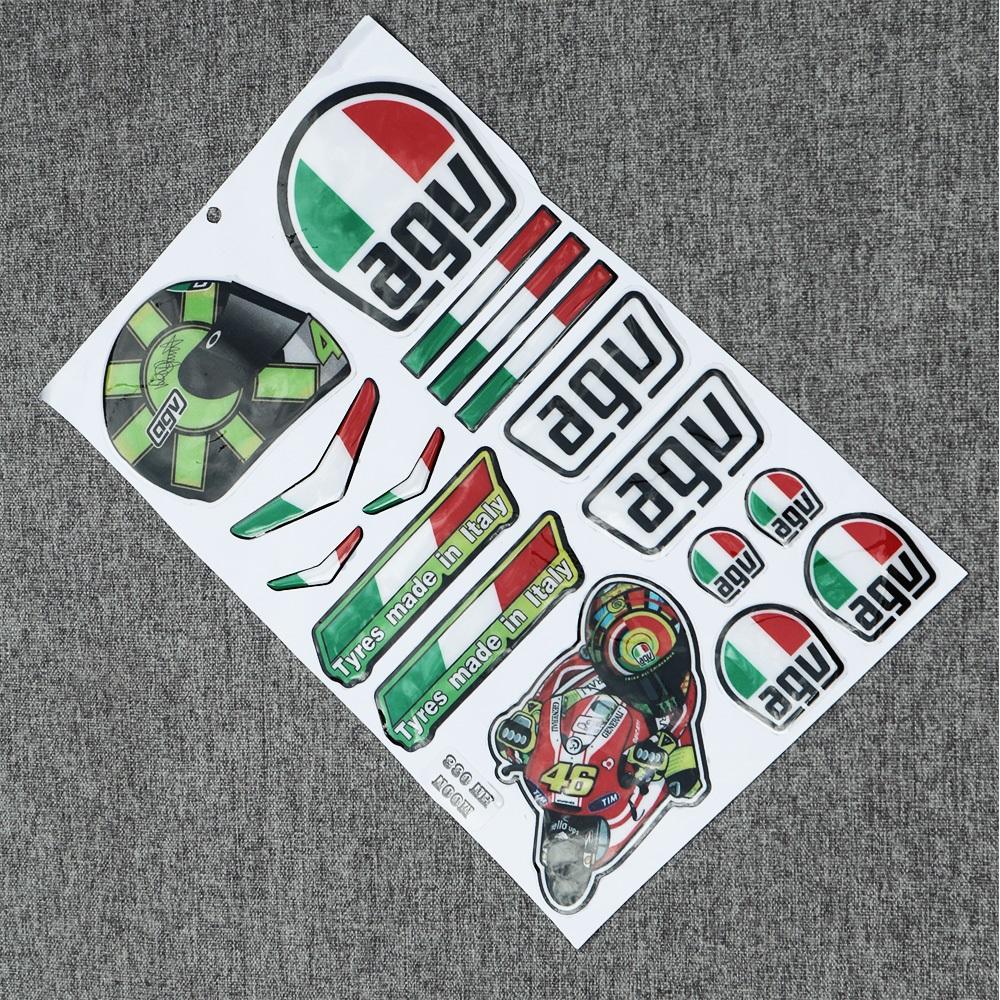 Bộ tem logo nổi nổi trang trí xe máy agv