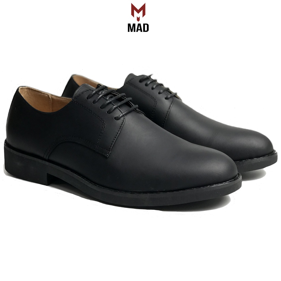 Giày tây nam công sở Derby Plain MAD Shoes Black da bò cao cấp thời trang