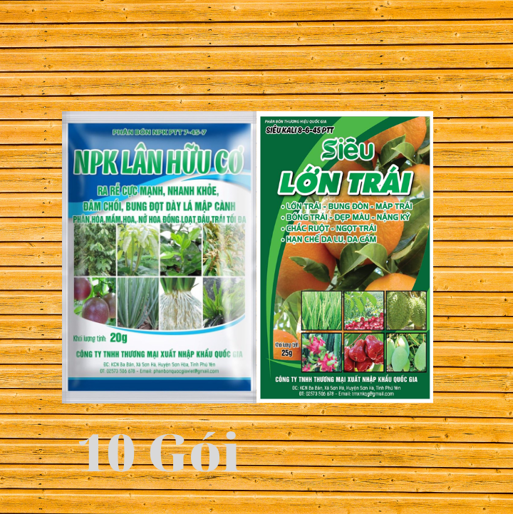 Phân bón combo 10 npk + 1 siêu lớn trái