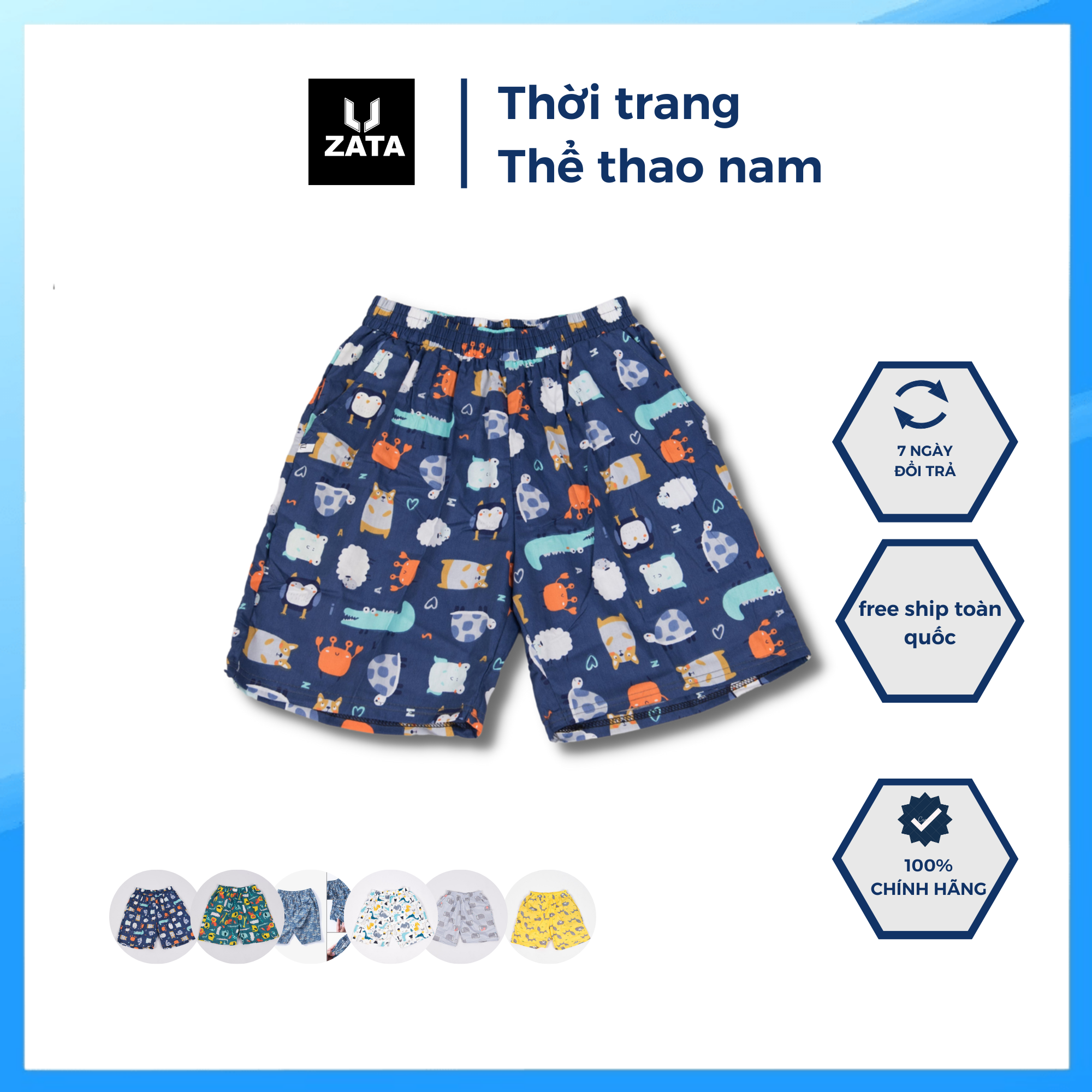 Quần đùi nam cotton mặc nhà Quần short nam đi biển thoải mái ZATA 2022