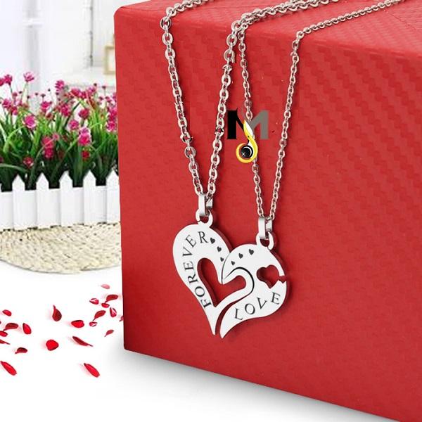 Dây chuyền Inox cặp Mảnh ghép trái tim Love Forever