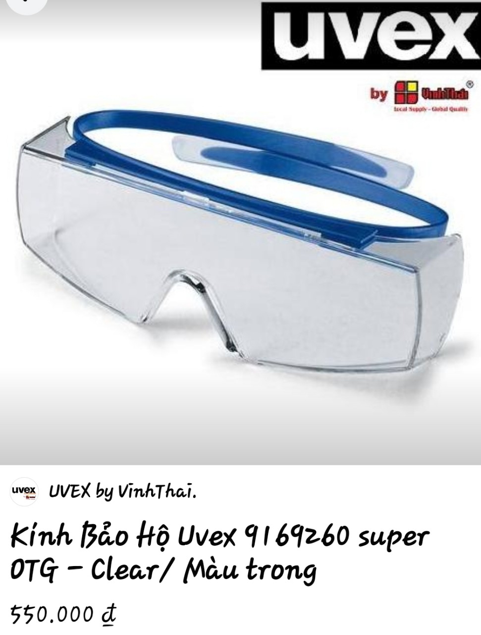 Kính Bảo Hộ Uvex 9169260 Super OTG - Clear/ Màu Trong