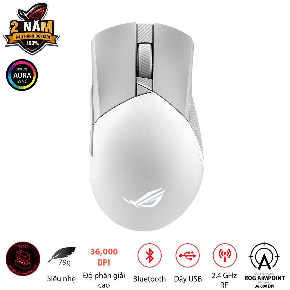 Chuột gaming fps không dây rog gladius iii wireless aimpoint , cảm biến rog aimpoint 36000 dpi, switch dễ thay thế, rog speednova